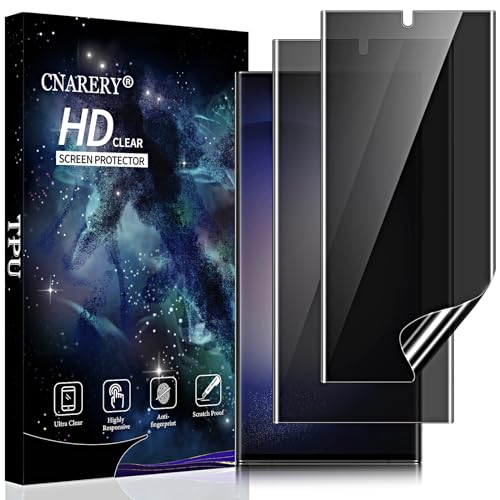 [2 Packs]Cnarery Samsung Galaxy S23 Ultra TPU Privacy Screen Protector, with Positioning Tool Fingerprint Support Flexible Self-Healing TPU Film 3D Curved Easy Installation Full Coverage Bubble Free