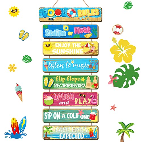 Set 8 Piezas Señales de Reglas para Piscina de Madera miniatura 1