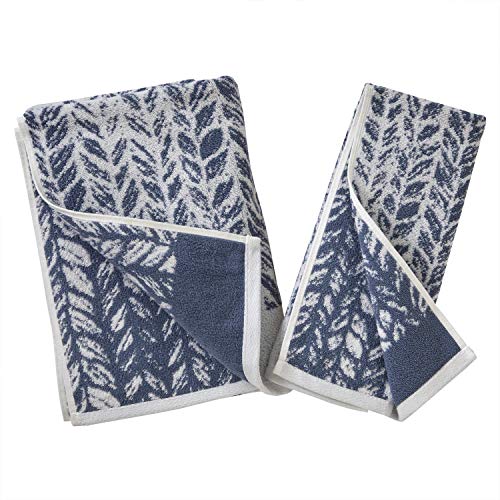 Skl Home By Saturday Knight Ltd. Distressed Leaves Hand Towel (2-Pack),Denim Blue #TOP4