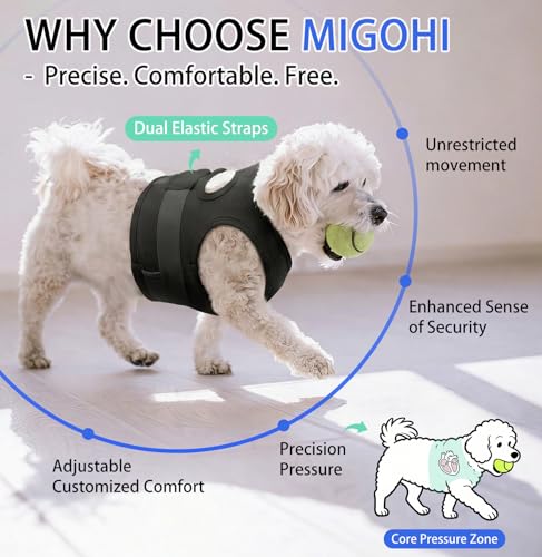 Image of MIGOHI Dog Anxiety Relief Vest, Breathable Calming Shirt for Dogs, Soft Adjustable Pressure Wrap for Storm, Fireworks, Separation - Anxiety Coat Jacket for Small Dogs Stop Shaking, Black XS