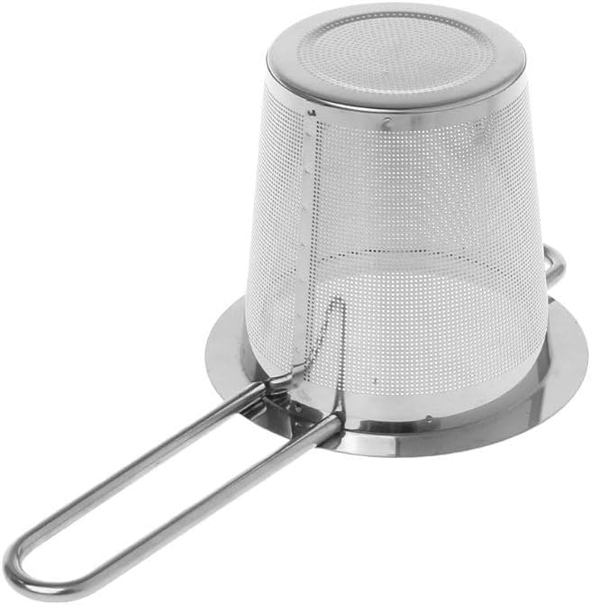 Tea Strainer Fine Mesh Sieve,Reusable Mesh Tea Infuser Stainless Steel Strainer Loose Leaf Teapot Filter with Lid Cups Kitchen Accessories (Color : Gold) (Size : Silver)