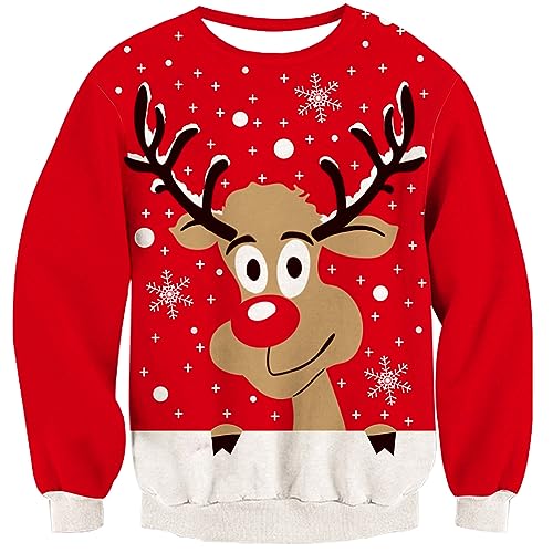 Loveternal Suéter Feo De Navidad con Estampado De Alpaca Lindo para Niños Suéter De Punto De Manga Larga para Niños Y Niñas Jersey De Papá Noel Tops 7 A 8 Años, S