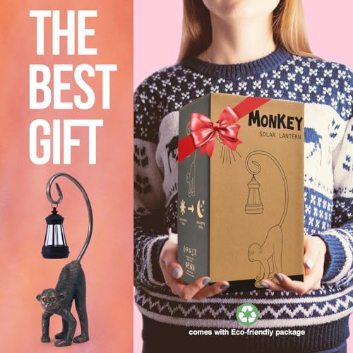 Goodeco Monkey Statue Solar garden ornaments Tail Hanging Solar Lantern - Image 2