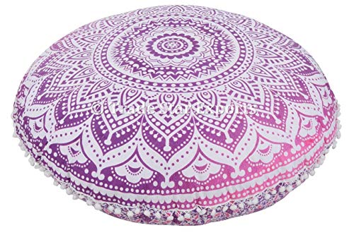 Trade Star Exports Large Ombre Floor Cushion, Mandala Throw Pillowcases 32