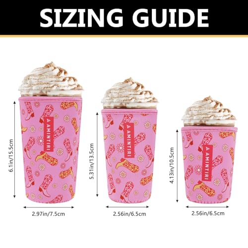 Image of 3 Pack Reusable Sleeve for Iced Coffee Cup, Coffee Neoprene Sleeve for Iced&Hot Drinks, Coffee Sleeve Compatible with Starbucks, Dunkin Coffee Cup. (Cowgirl)