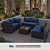 WWR Patio Furniture Set - All-Weather,Water-Resistant - 7 Piece Patio Wicker Rattan Sectional Sofa, Modular Outdoor Conversation Set for Backyard, Garden, Poolside, Balcony, Black/Navy Blue