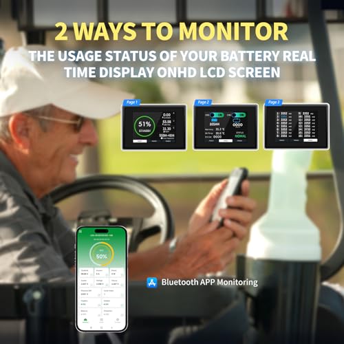 Image of LOSSIGY 48V Golf Cart Lithium Battery Conversion Kit, Built in 200A Smart BMS, Peak Current 1000A(3-5s), Perfect for Passenger Car, Solar System, RV