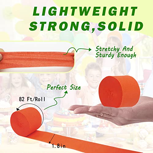 Image of Orange Crepe Paper Streamers 8 Rolls, Party Streamers for Birthday Wedding Baby Bridal Shower Decorations Halloween Christmas Craft Supplies (1.8 Inch x 82 Ft /Roll,656ft)