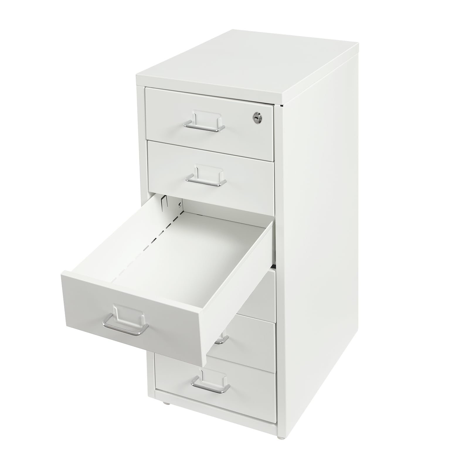 Cassettiera con 6 cassetti, armadietto da ufficio con ruote, in metallo, per ufficio, studio, bianco