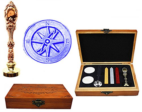Coffret sceau de cire et papeterie mariage dans sa boîte en bois sculptée