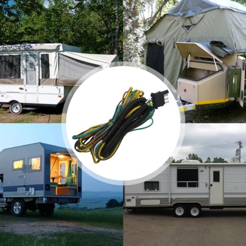 BUTITNOW 25feet Wishbone Style Trailer Wiring Harness with 4-Flat Connector w/Loom Fits for Camper Boat Utility Marine Cargo