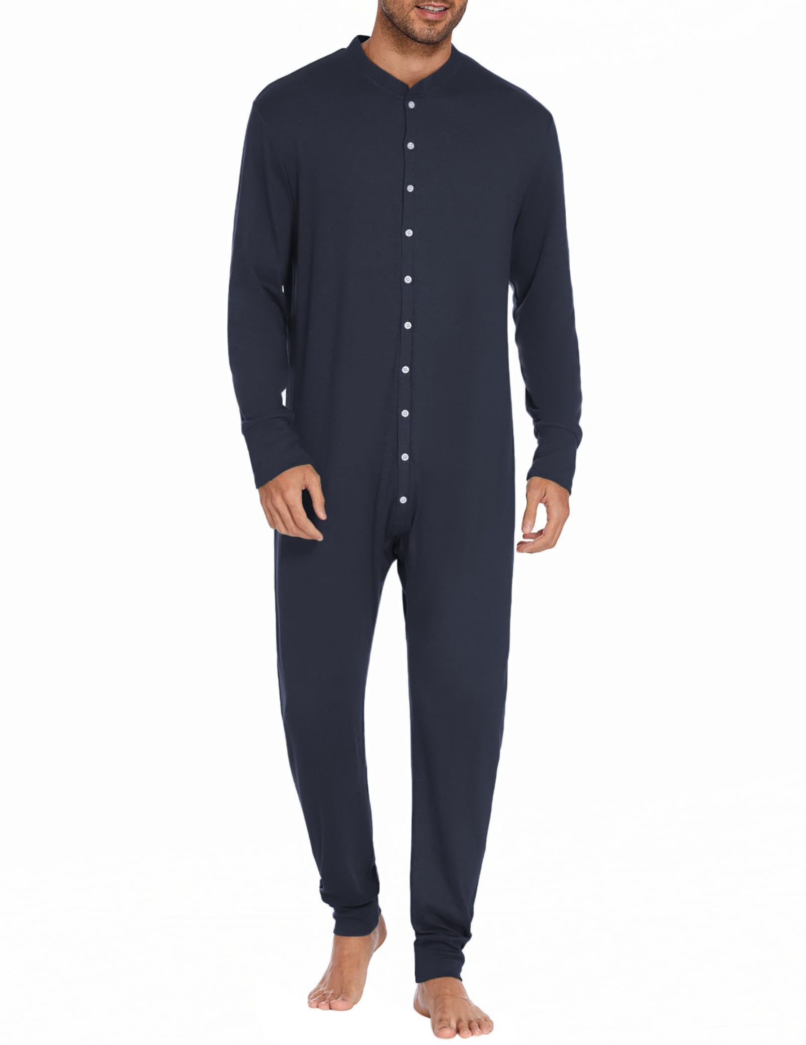 Mens Onesie Pajamas Union Suit Long Johns One Piece Thermal Underwear