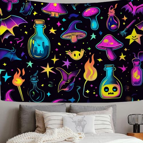 Tapisserie potion aux champignons grand format 180x230cm deco murale chambre