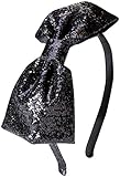 kate spade new york Girls Bow Headband, Black Glitter, One Size