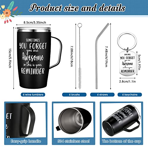 6 Sets Thank You Gifts For Women Men 16 Oz You're Awesome Stainless Steel Insulated Travel Tumbler Appreciation Coffee Mug With Handle Keychains For Coworker Friend Teacher Employee (Fresh Colors) #TOP1