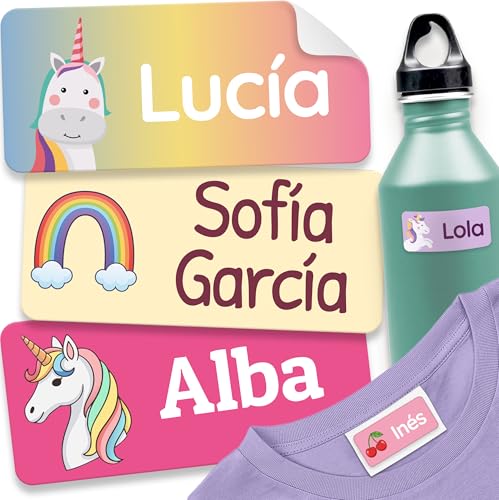 melu kids® Etiquetas para Ropa Personalizadas (60 piezas, Criaturas Mágicas)   No es necesario planchar, pegatinas personalizadas para pegar y lavables a máquina (lavadora y lavavajilas)