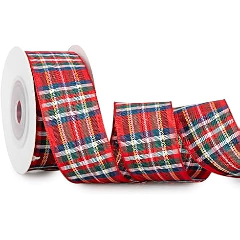 SOFIRE 10 Yards Gingham Ribbon Checkered Ribbon for Gift Wrapping 1 Inch Wide (Colored Grid) Cover