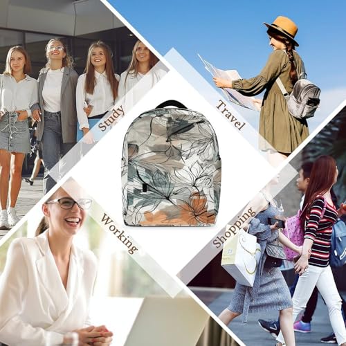 Mochila para mujer de flores impermeable cómoda para laptop 5