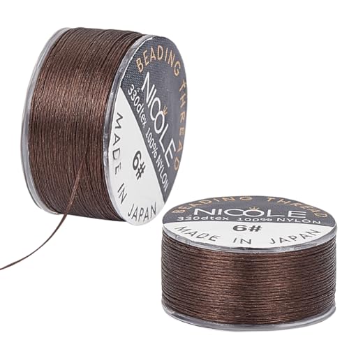 SUNNYCLUE 1 Box 2 Rolls 100 Yards Beading Cord Strong 0.1mm Beading Thread Brown Seed Bead Thread Invisible Sewing Thread Nylon Braided Thread String Thin Beading String for jewellery Making DIY Craft