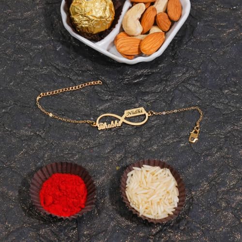 Image of Unisex-Adult Customized Name Rakhi For Brother | Rudraksha Beads, Custom Name Engraving, Adjustable Fit