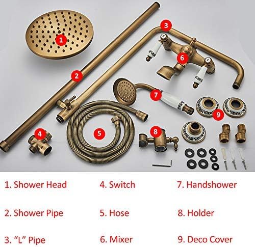 Bec pivotant de douche céramique mitigeur laiton antique mural bain