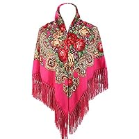 Gudessly Women's Traditional Scarf Wrap Tassel Shawl Fringes Neck Head Wrap Retro Scarf Floral Poncho Printing Cape