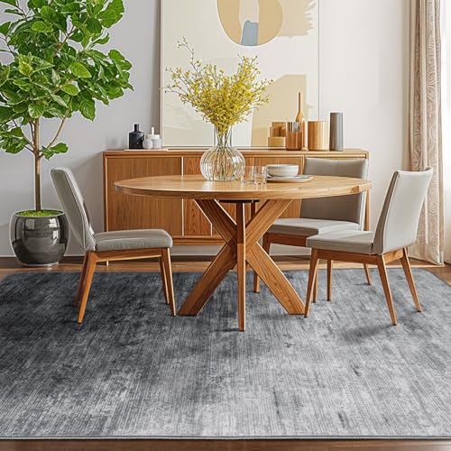 Washable Rug 6x9 Area Rugs for Living Room - Stain Resistant Non-Slip Backing Boho Rug for Bedroom,Durable & Ultra-Thin Vintage Large Area Rug(6x9,Gray)