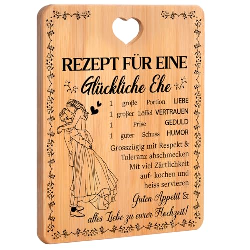 Hochzeitsgeschenke für Brautpaar, Geschenk Hochzeit - Bambus Schneidebrett, “Rezept für eine Glückliche Ehe”Hochzeitsgeschenk