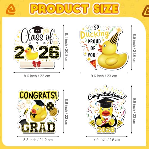 Hoteam 4 imanes decorativos grandes pato graduación miniatura 2