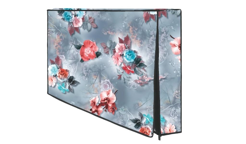 Mahal Creation PVC Printed LED TV Cover 43 Inch, Waterproof and Dustproof Cover with Transparent Polythene Layer Suitable for All Brands Led Tv (Grey) 2