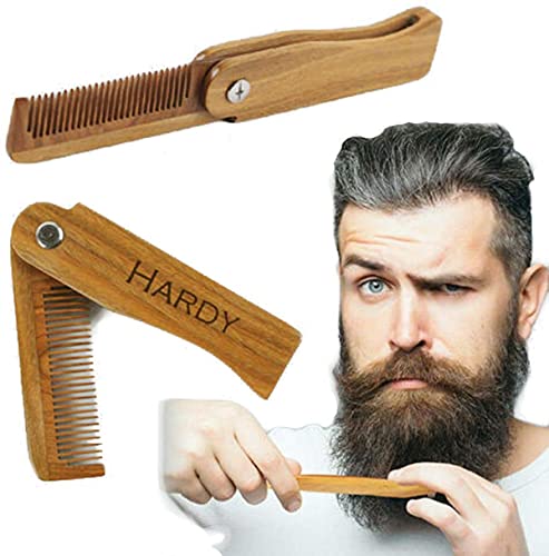 Personnalisation de la gravure prévisualisable Peigne en bois personnalisé gravé pour hommes Pliage Poche Barbe Façonner Moustache, peigne à main, peigne de poche Cover