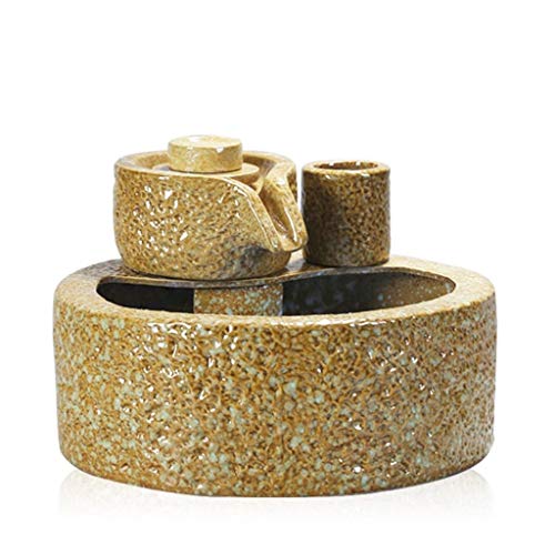 Tabletop Water Fountain Decorative Desktop Fountain Ceramic Stone Mill Waterfall Creative Desktop Small Fish Tank Home Living Room Office Desktop Decoration Decoration Desktop waterfall ( Color : A )