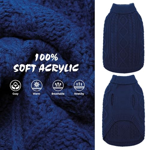Image of BINGPET Dog Sweater for Large Dogs, Turtleneck Knitted Clothes