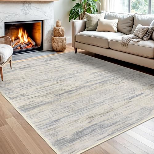 Gray Beige Neutral Multi 5x7 Modern Abstract Area Rug for Bedroom, Large Super Soft Washable Rug with Non-Slip, Non-Shedding Throw Rugs for Living Room, Indoor Door Mat for Office Home Décor