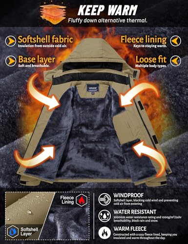 Image of TACVASEN Men's Winter Skiing Jackets Waterproof Thermal Snowboard Coats