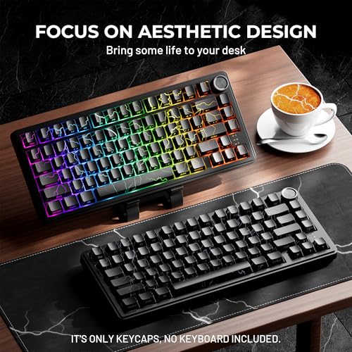 Image of HITIME x XVX Lightning Keycaps 60 75 100 Percent - Shine Through Keycaps w /IMD Tech, for Mechanical Keyboards, Full 118 Key Set, OEM Profile, Lines Backlit, Side Printed - Black