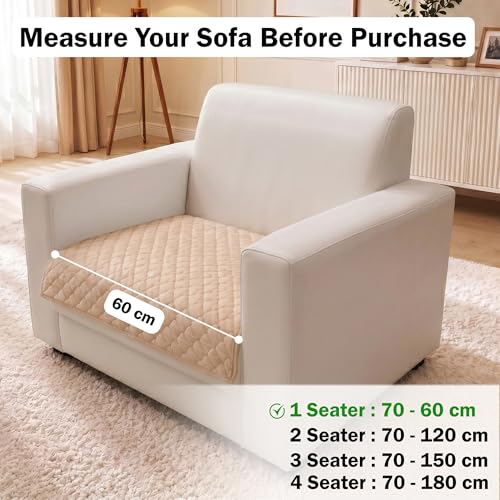 Image of Story@Home Premium Quilted Anti Slip Sofa Cover Mats for L Shape and 1 /2 /3 Seater Sofa. Make Your Own Sofa Cover Set, 70(D) x 60(L) cm - Beige