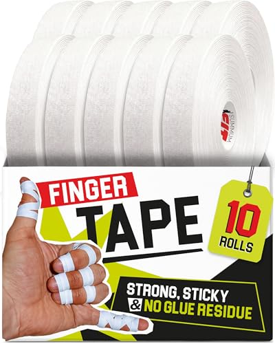Summum Fit Finger Tape BJJ - Durable & Sweat-Resistant - 10 Rolls of 0.3 inch x 45 feet - Athletic Finger Tape for Sports like Jiu Jitsu Climbing or Volleyball - Improve Your Grip & Prevent Injuries