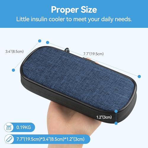 Image of Gelozid Insulin Pen Cooler Travel Case Diabetic Medication Insulated Cool Organizer with 2 Reusable Ice Packs for Insulin Pen and Other Diabetic Supplies, for the Daily Life and Trip (Dark Blue)