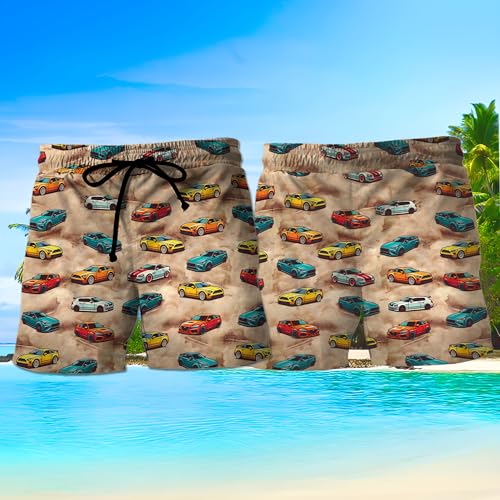 V-DECORPARKS Motorcycle Mens Swim Trunks - Car Racing Swimming Trunk for Men - Drawstring Beach Shorts, Mens Swim Shorts 272