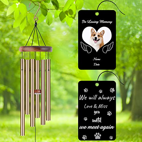 Image of Personalized Custom Wind Chimes Memorial Gift for Loss of Loved One Mother Dad Mom Dog Pets Customized Outdoor Sympathy Wind Chimes with Photo Text