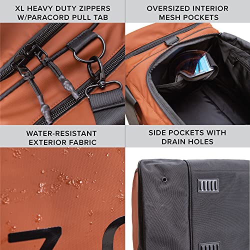 Tezos Timberline Ski & Snowboard Duffel, 78L Large Outdoor Equipment/Boot Bag (Copper)