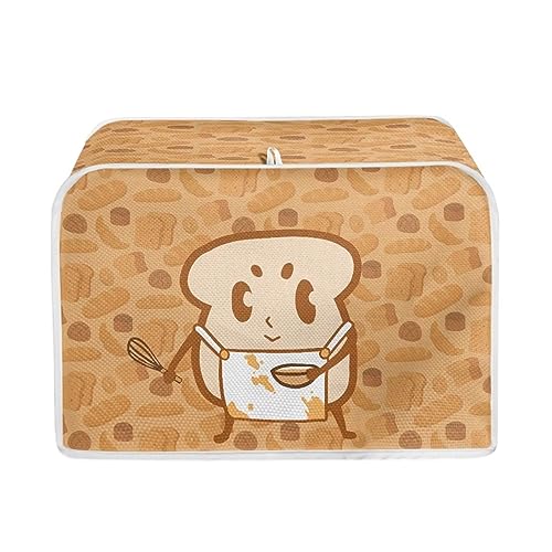 JSLXYYBQ Toast Bread Pattern Toaster Cover, 4 Slice Small Appliance Bread Maker Cover for Kitchen, Orange Dustproof Toaster Oven Cover