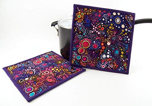 Colorful Cotton Potholders - Set Of Two 8 Inch Hot Pads - Purple Pot Holders #TOP4