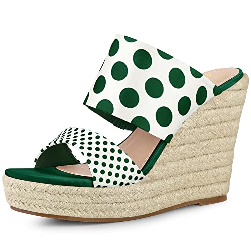 Allegra K Women's Platform Polka Dots Heel Espadrille Wedge Sandals
