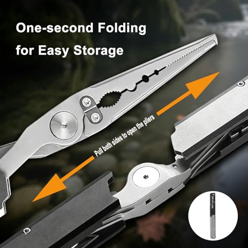 Image of Folding Fishing Pliers, Titanium Coated Saltwater Fishing Multitool