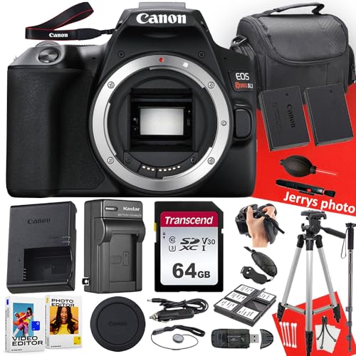 Canon EOS Rebel SL3 DSLR Camera (Body Only) + 64 GB Memory + Tripod + Monopod + Extra Battery + More (21pc Bundle), Black (Renewed)