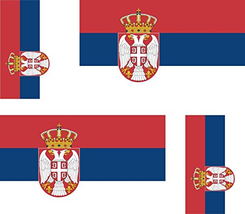 Akachafactory 4 x Autocollant Sticker Voiture Moto Valise pc Portable Drapeau Serbie Serbe