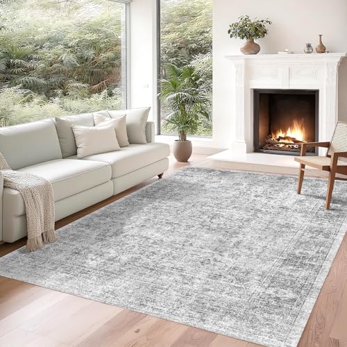 Tapete decorativo gris 4x6 lavado lavable antideslizante miniatura 2