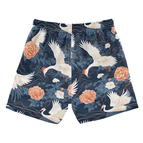 Flowers White Bird 1 Boys Swim Trunks Toddler Shorts Swimwear Boardshorts2